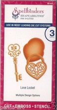 Spellbinders Shapeabilities Die D-Lites cut emboss stencil Love Heart Locket 3pc