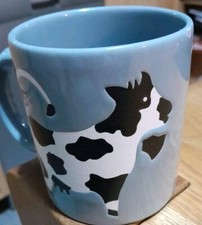 Vintage WAECHTERSBACH Grey Dairy Cow - Bell - Embossed Mug  - W Germany 