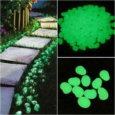 100Pcs Glow In The Dark Stones Pebbles Luminous Garden Aquarium Fish Tank UK