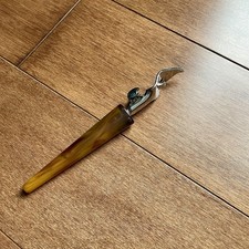 Bakelite Bottle Opener Bar Tool With Tortoise / Butterscotch Handle Vintage