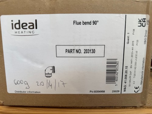 Ideal 203130 flue elbow - ideal, 90