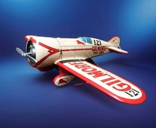 VINTAGE METAL GILMORE AEROPLANE MODEL RED LION RACINGPLANE HANGER TABLETOP MODEL