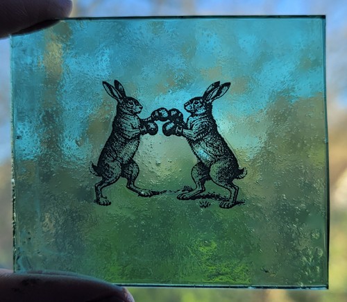 Stained glass boxing - boxing, hares