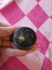 A Japanese Komai Type K24 Gold Marked Damascene Compact With Mirrored Back L6