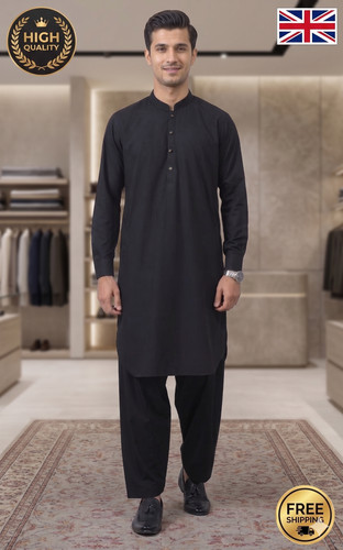 Mens pakistani plain black - pakistani,