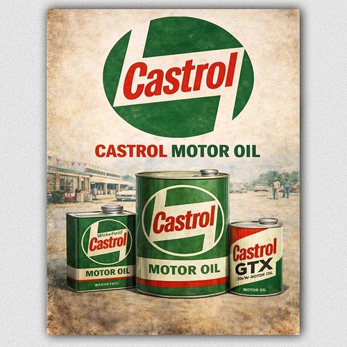 Castrol motor oil sign - motor, metal