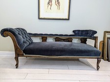 Antique Edwardian Chaise Longue Duet Double Scoop End Sofa Settee Day Bed
