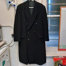 Mens Wool and Cashmere Mix Overcoat Size 36 Black