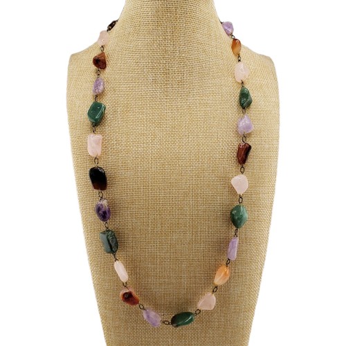 Semi precious nugget necklace - semi,