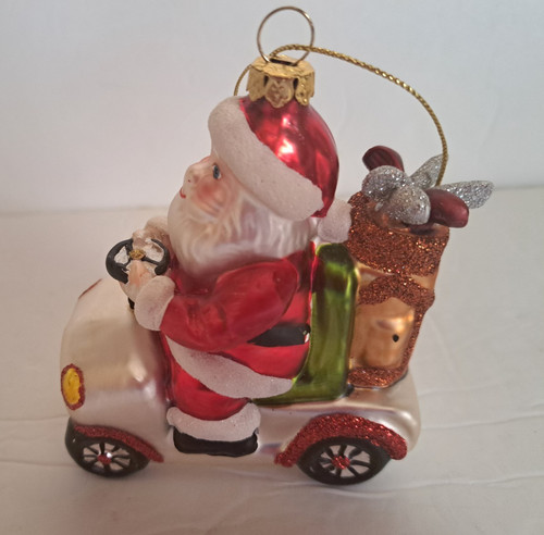 Santa driving golf cart glass - cart,,