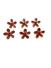 6 Flower Shaped Napkin Rings, Orange Colour- John Lewis ‘Crystal Daisy’ - New