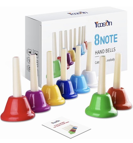 8pc hand bells set colourful - hand,