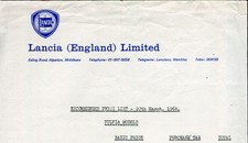 Lancia Fulvia Sedan Coupe Rallye HF Flavia Flaminia 1968 Price List UK market