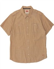LEVI'S Mens Modern Short Sleeve Military Shirt XL Beige Cotton NY03