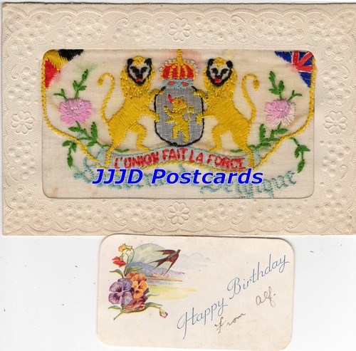Embroidered silk postcard - silk,