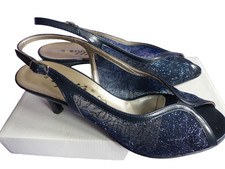 Zodiaco Italian blue sparkle  sling back peep toe heel shoes EU 40 /UK 7