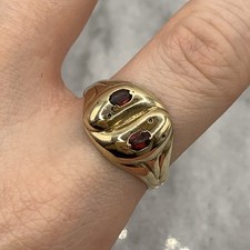 Garnet Snake Serpent Ring 9ct 375 Yellow Gold - Size U