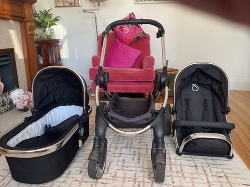 Black icandy pram and - black,