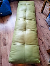 Soft pistachio leather coloured long cushion 1800cm x 530cm x 210 cm