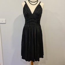 GUESS JEANS Ruched Low Back Marilyn Monroe Style Viscose Dress Size Small Black