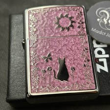 Zippo Oil Lighter Cat Flower