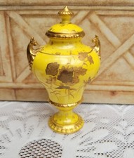 Royal Crown Derby Miniature Urn Vase & cover 1051 Yellow floral 1894