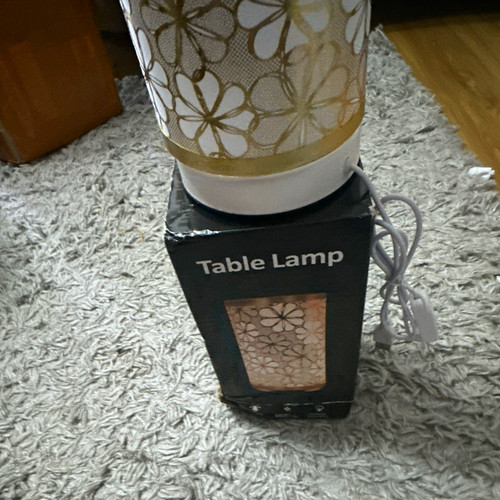 White gold floral led table - gold,