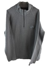 WEIRD FISH Grey Macaroni Jumper size L Mens 1/4 Zip Pullover Jumper Casual