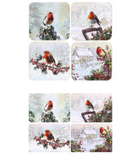 Set of 4 Christmas Robins