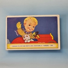 Cute Child Postcard 1958 Red Motor Card Running Fine Dog Wendy Wilkin