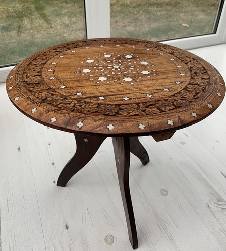 Indian side table inlaid - indian,