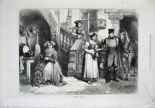 Old antique print scene people - antique,