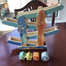 Ramp Toy Toddler Toys pastel  Wooden Race Track Click Clack Track Racing Shapes 