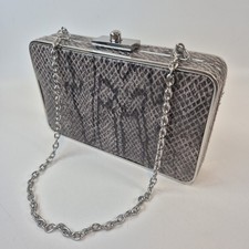 Jasper Conran Clutch Evening Bag Silver Snake Skin Chain 6"x4"