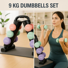 9KG Neoprene Hex Dumbbell Hand