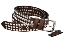 Brown Cow Leather Studded Belt Classic Punk Rock Style 625 Genuine Leather Belt