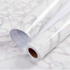 Hode Marble Sticky Back Plastic 60cm x 3m Granite White Grey Vinyl Wrap Roll New