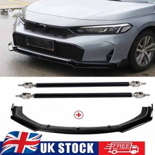 Front Bumper Lip Splitter Spoiler + Black Strut Rods For Honda Civic FN2 Type R
