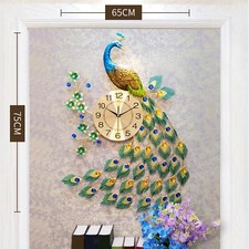 Luxury Peacock 75cm Wall Clock 3D Metal Watch Art Decoration Modern New UK