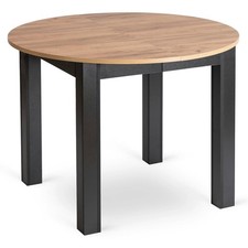 Elite HARRY Extendable Round Dining Table - Oak & Black