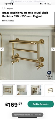 Regent brass heated towel - regent,
