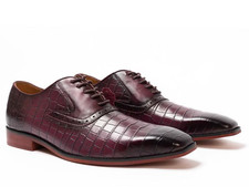 GIORGIO LEATHER CROC OXFORD SHOES MAROON SIZE 10 EU 45 RRP £99.00