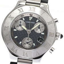 CARTIER CHRONOSCAPH W10125U2 Date Black / Silver Dial Quartz Men's Watch_891273