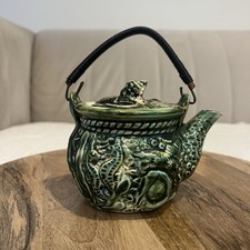 Small Vintage Majolica Teapot Sea Animals Crabs Shells 1950 Made In England