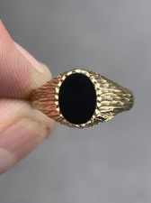 9Ct Gold Onyx Vintage Signet Ring London ￼