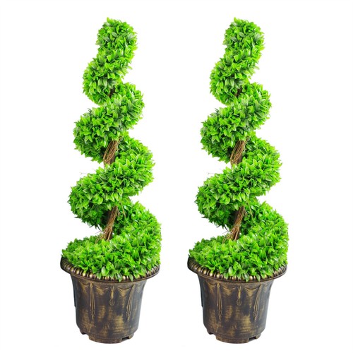90cm green spiral leaf topiary - green,