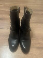 H By Hudson Ankle Leather Black Boots,Size UK 7, EUR 40