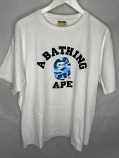 A Bathing Ape  Shirt Mens XL White Blue Camo Bape Head Logo Streetwear Graphic