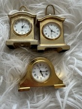 Vintage Mini Brass Clocks X 3. Eurastyle.
