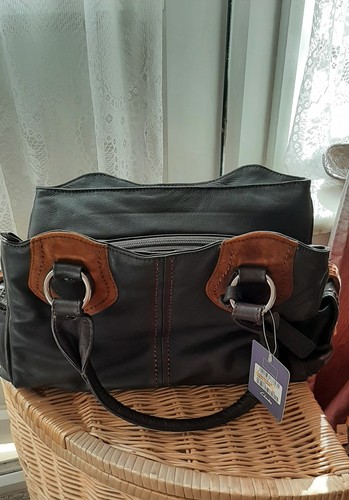 Brown leather bag with - leather,